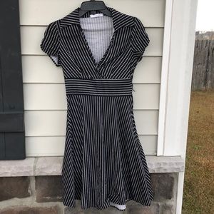 Charolette Russe Black White Stripped Fit & Flare